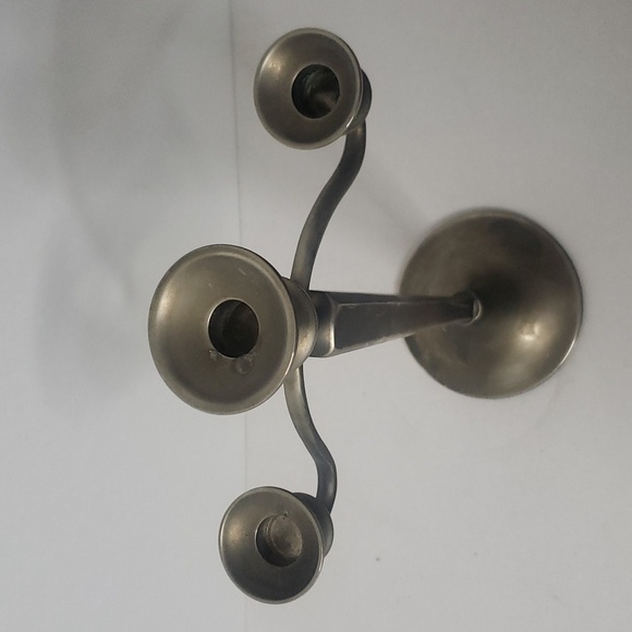 Pottery Barn Brushed Silver 3 Candlestick Candelabra Holder 14.5"H x 9.5"W Metal - Picture 8 of 17